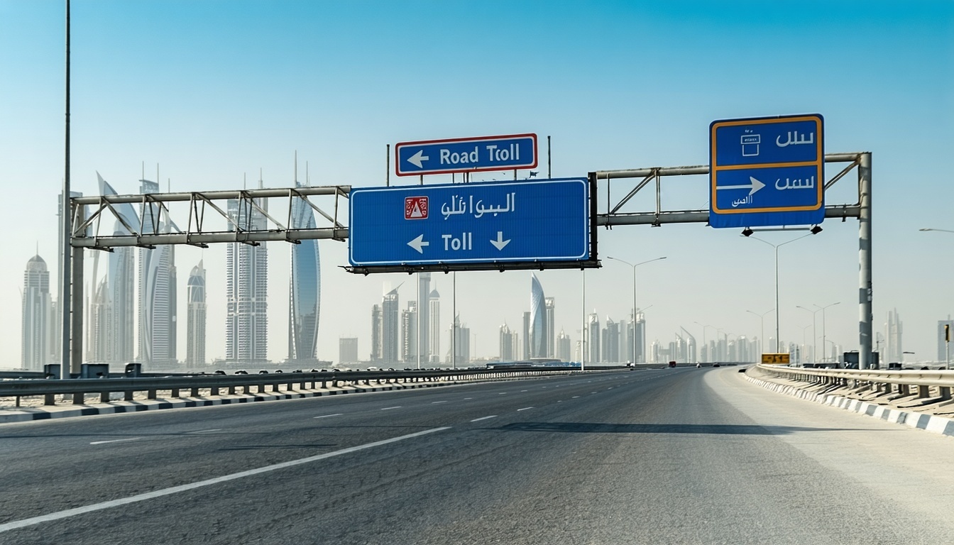 Electronic road toll sign in Dubai